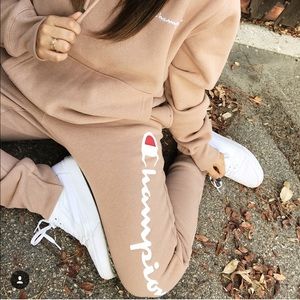 PacSun x Champion tan Jogger Sweats.